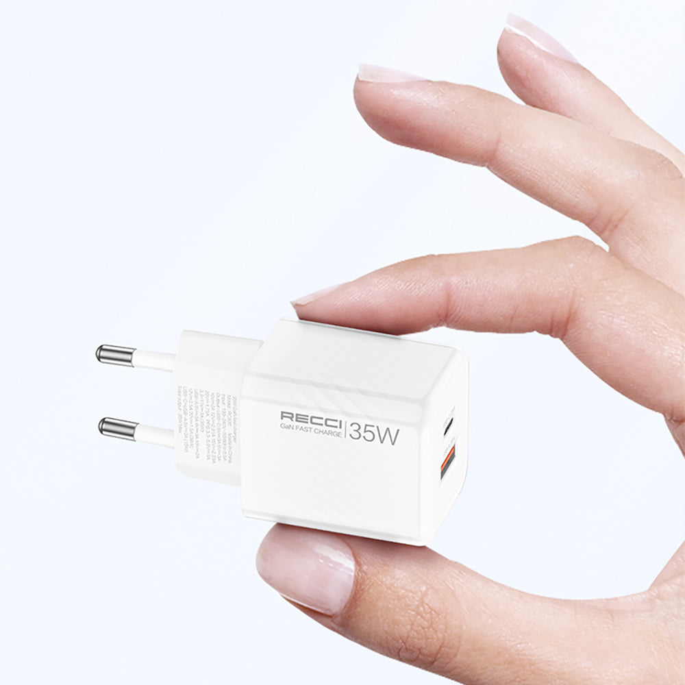 Recci RC83E Type-C PD & USB-A GaN Teknolojili QC3.0 Hızlı Şarj Başlığı 35W Recci RC83E Type-C PD & USB-A GaN Teknolojili QC3.0 Hızlı Şarj Başlığı 35W